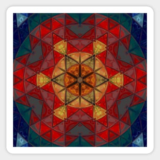 Mosaic Mandala Flower Red Blue and Yellow Sticker